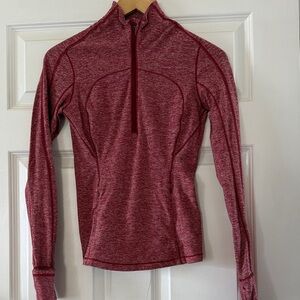 lululemon athletica Heathered Red Long Sleeve Half-Zip Top